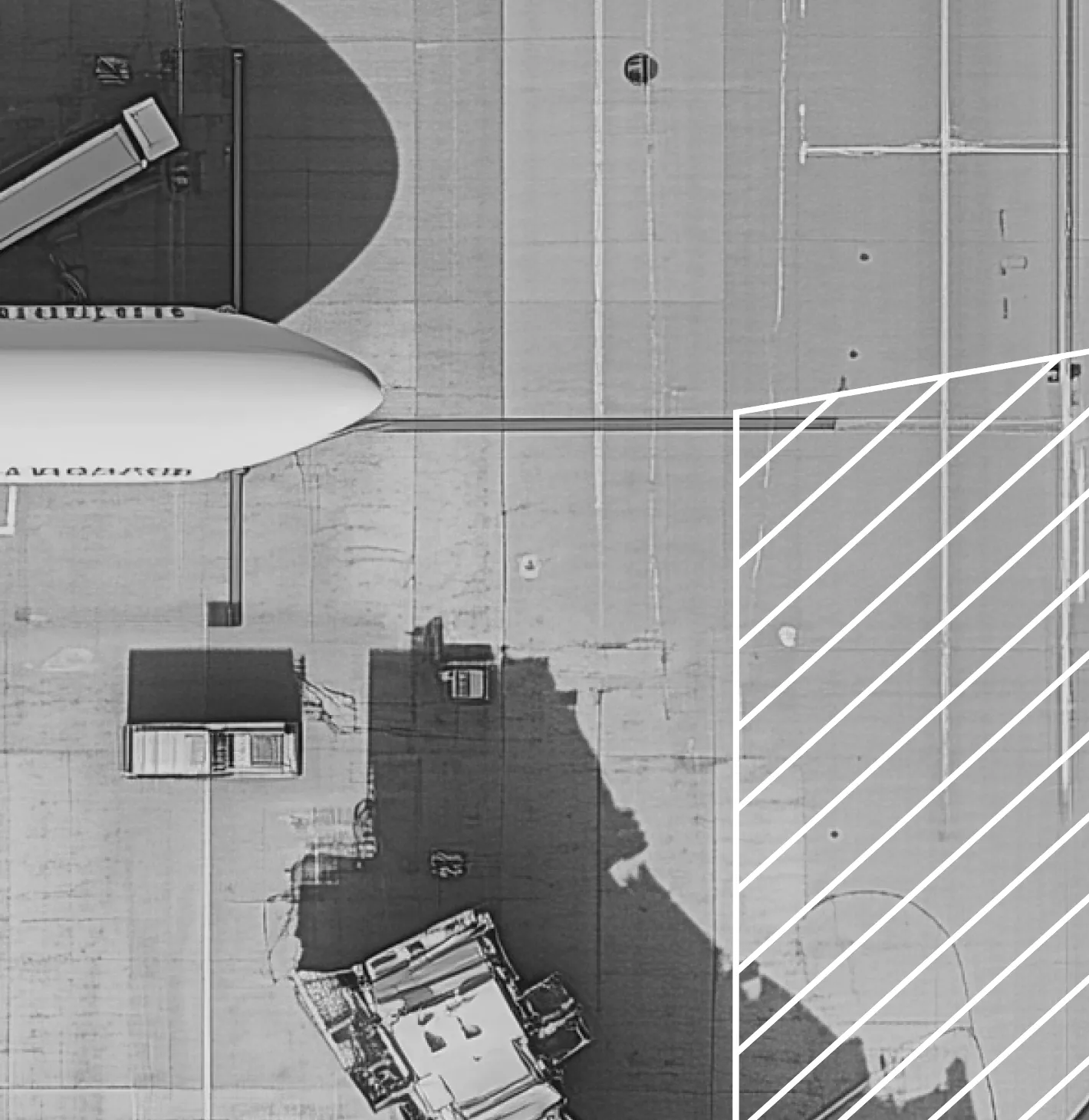 Aircraft ground support equipment at airport apron